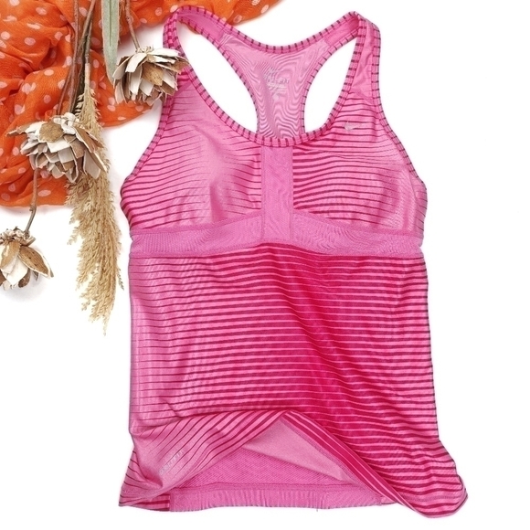 Nike Pink Striped Racer Back Athletic Top Sz M - Picture 7 of 9